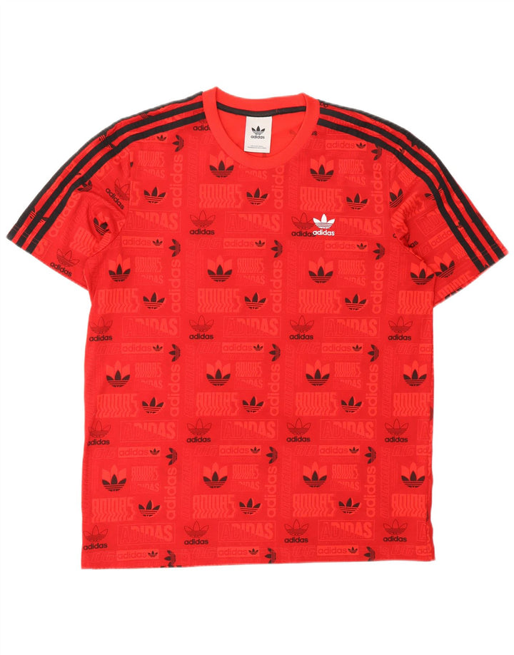 ADIDAS Mens Graphic T-Shirt Top Grande Poliéster Vermelho