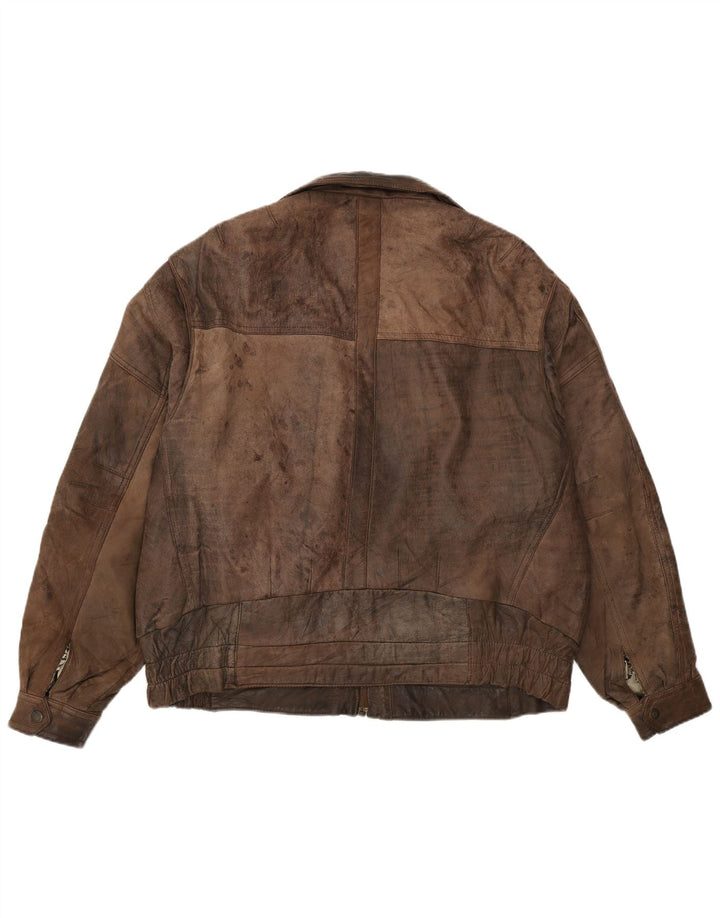 Jaqueta de couro masculina Pierce Arrow IT 56 3XL couro marrom