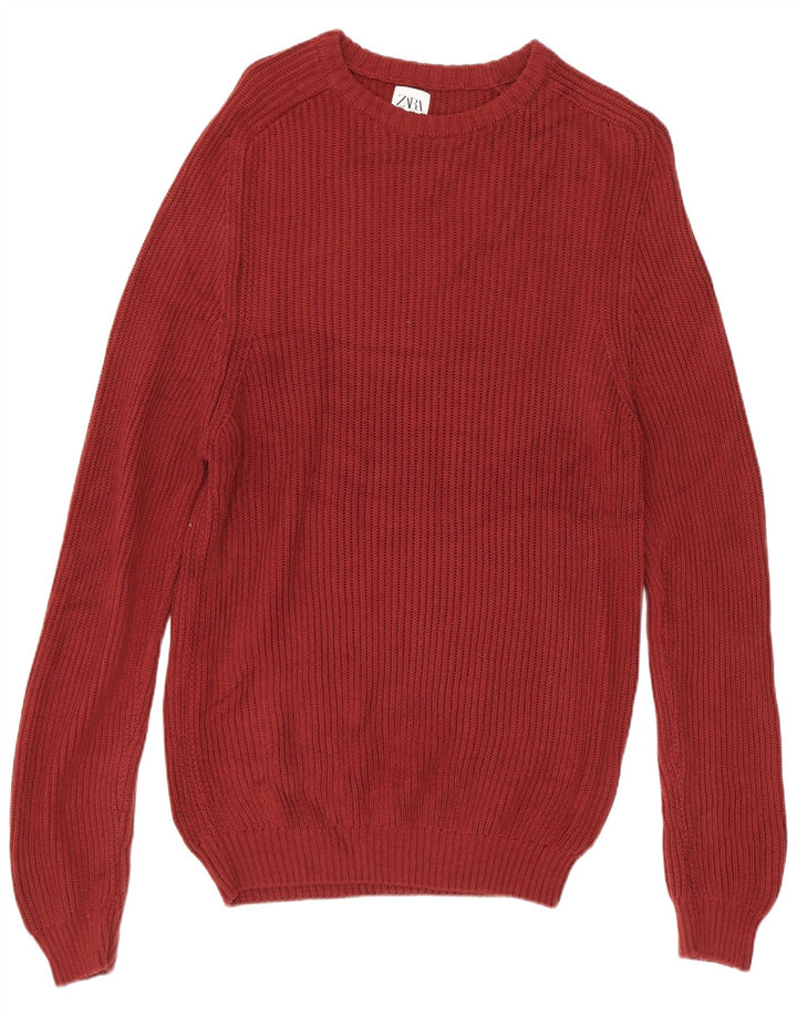 Zara Suéter masculino com gola canoa médio algodão Borgonha