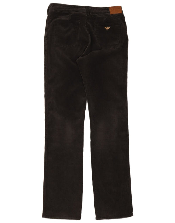 Calça feminina reta de veludo Armani W31 L34 cinza poliéster