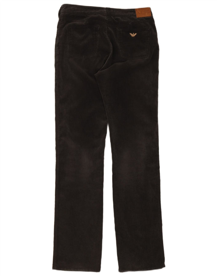 Calça feminina reta de veludo Armani W31 L34 cinza poliéster