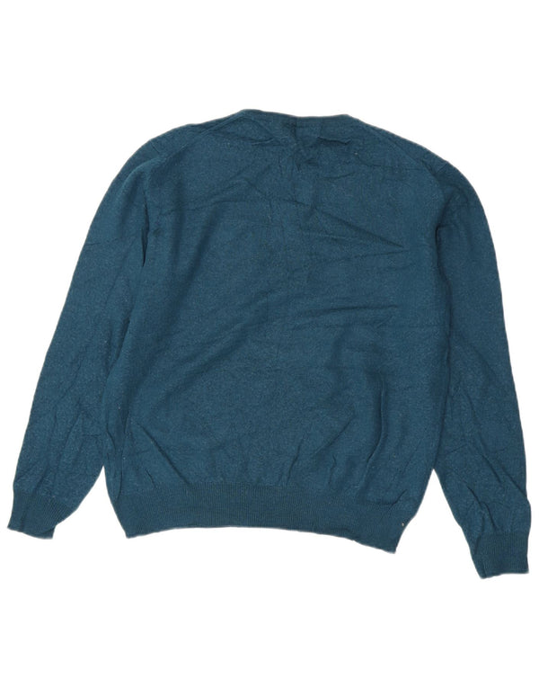 Suéter feminino Calvin Klein Jeans com gola redonda, tamanho 16, grande, azul, lã