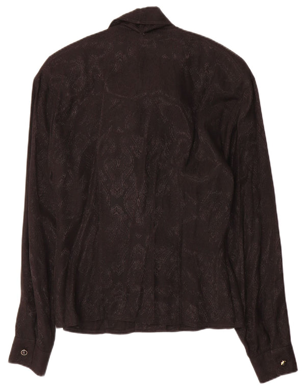 Blusa feminina Marella com gravata frontal Reino Unido 14 grande acetato paisley preto