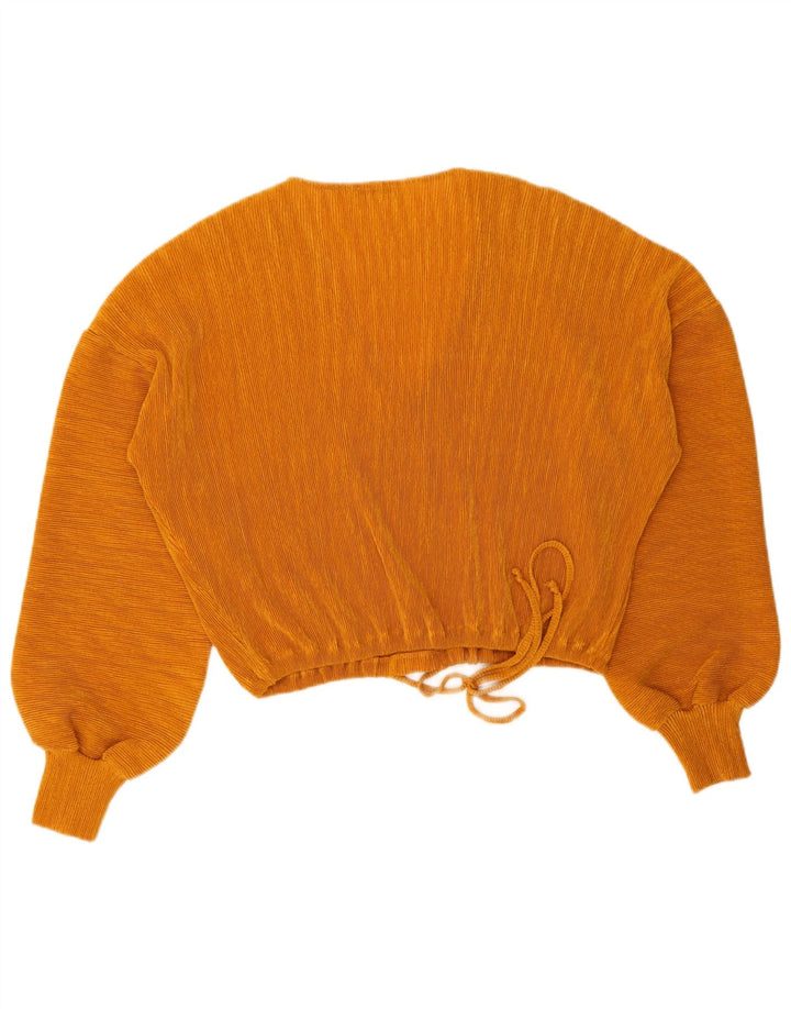 Blusa feminina Zara Trafaluc Crop Batwing Top Reino Unido 14 poliéster laranja médio