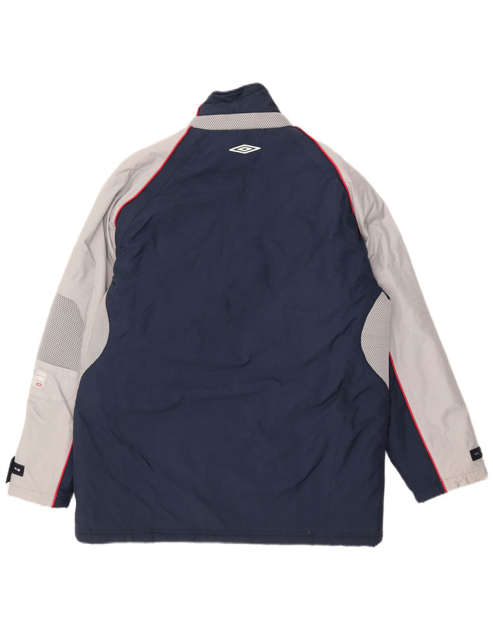 Jaqueta corta-vento masculina Umbro UK 38/40 médio azul marinho colorblock nylon