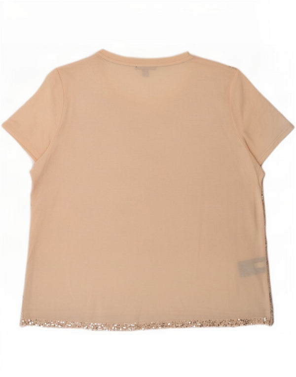 Camiseta feminina Tommy Hilfiger com lantejoulas e algodão rosa 18 XL