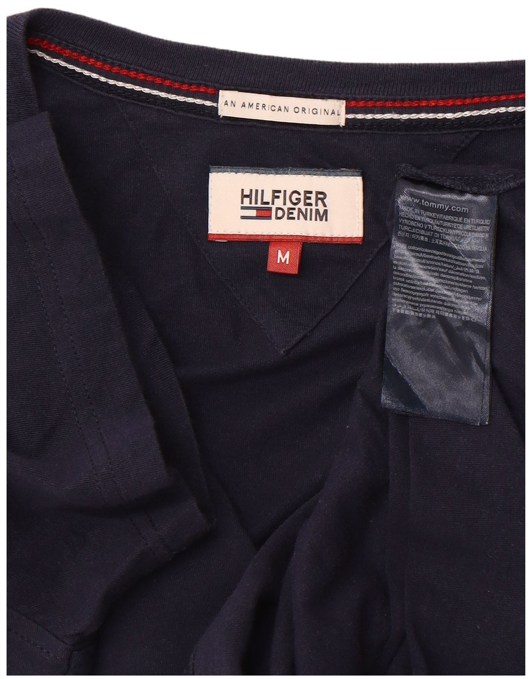 TOMMY HILFIGER Mens T-Shirt Top Medium Navy Blue Cotton