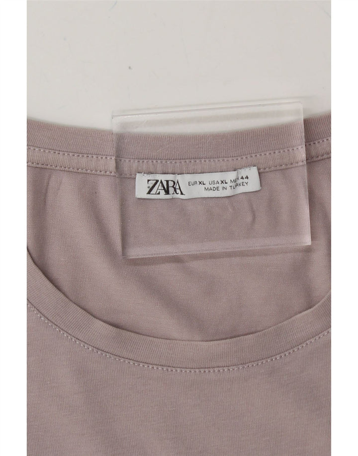 ZARA Womens T-Shirt Top UK 18 XL Grey Cotton Vintage Zara and Second-Hand Zara from Messina Hembry 