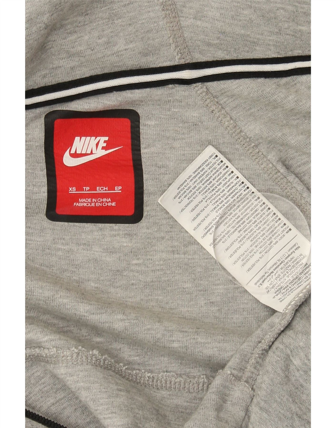 Suéter feminino Nike com capuz e zíper oversized UK 6 XS cinza algodão