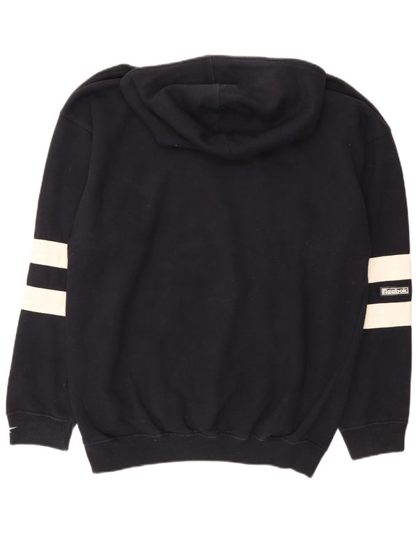 Reebok Mens Graphic Hoodie Jumper Grande Preto Colorblock Algodão
