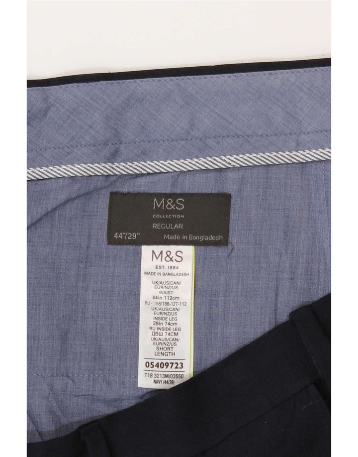 Calça cortada regular masculina Marks & Spencer W44 L26 poliéster azul marinho