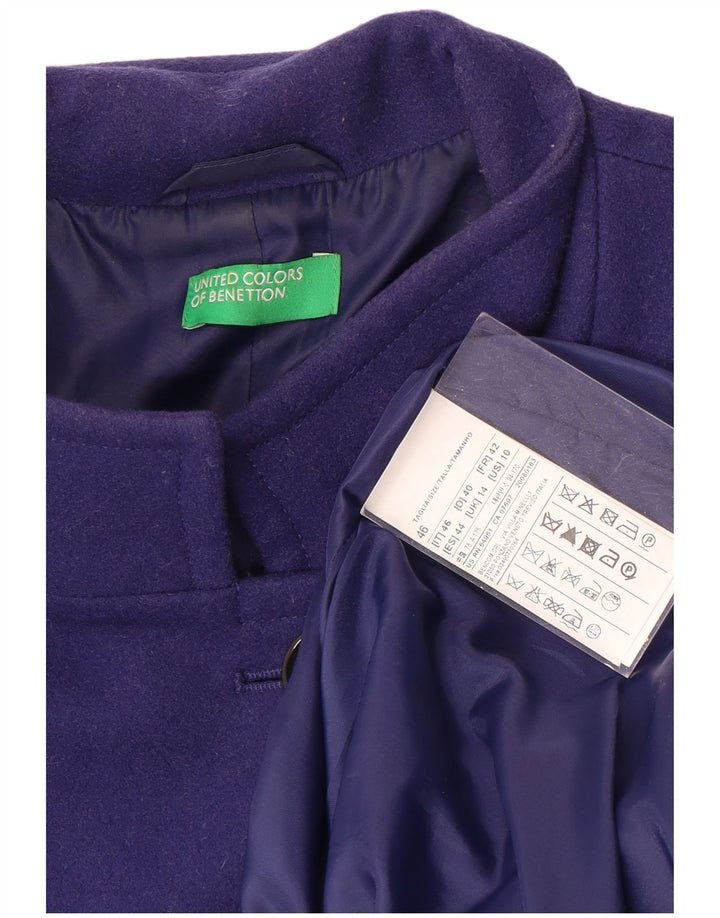 Sobretudo feminino Benetton UK 14 grande lã roxa