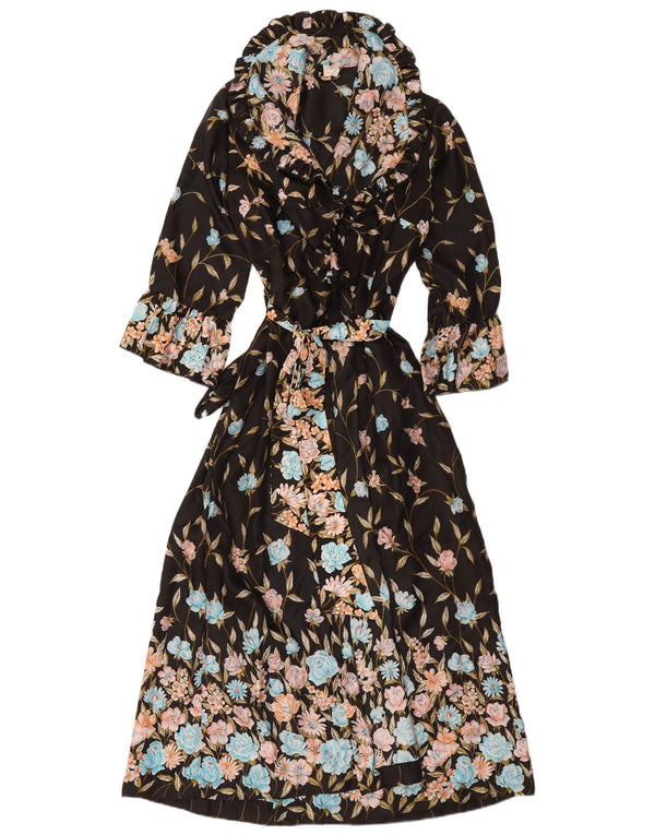 Vestido maxi feminino vintage de manga comprida IT 44 médio preto floral