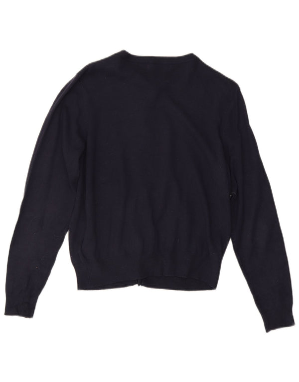 Suéter cardigã feminino Marks & Spencer Reino Unido 14 grande viscose azul marinho