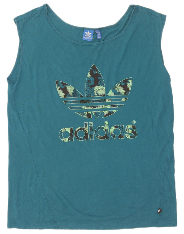 Adidas Womens Graphic Vest Top UK 14 Médio Azul