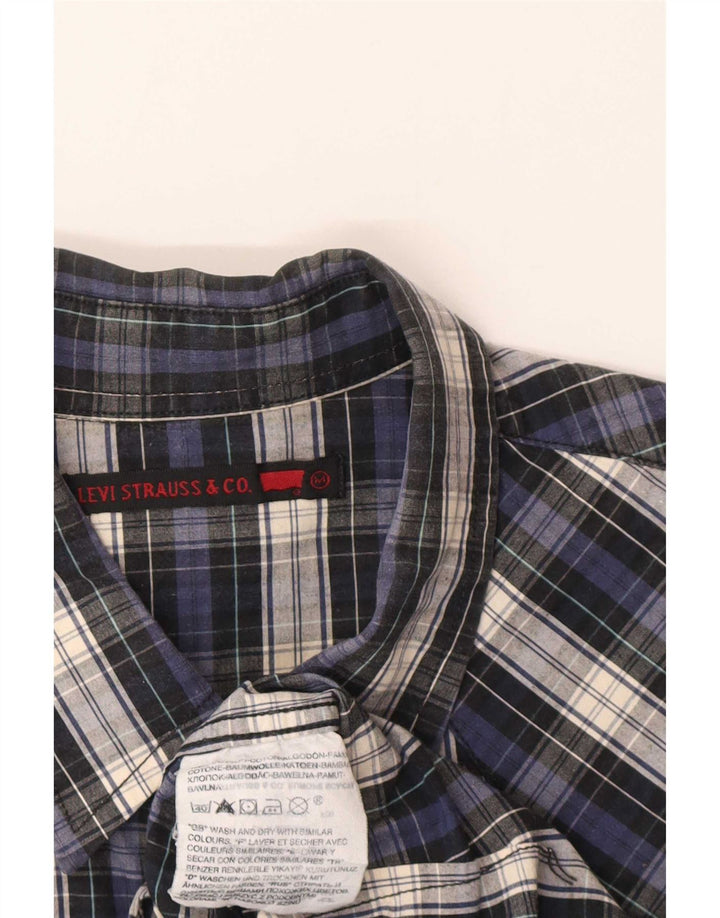 Camisa masculina Levi's média xadrez azul marinho algodão