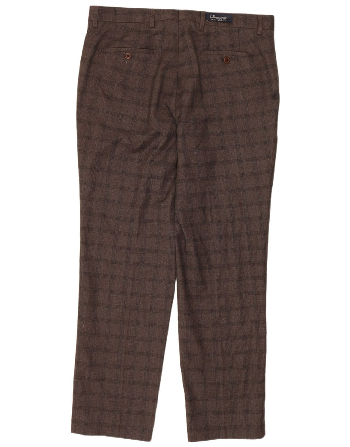 Calça masculina sob medida da MARKS & SPENCER W34 L31 marrom xadrez