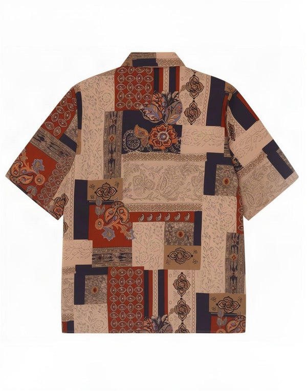 Camisa feminina vintage de manga curta UK 18 XL multicolorida floral