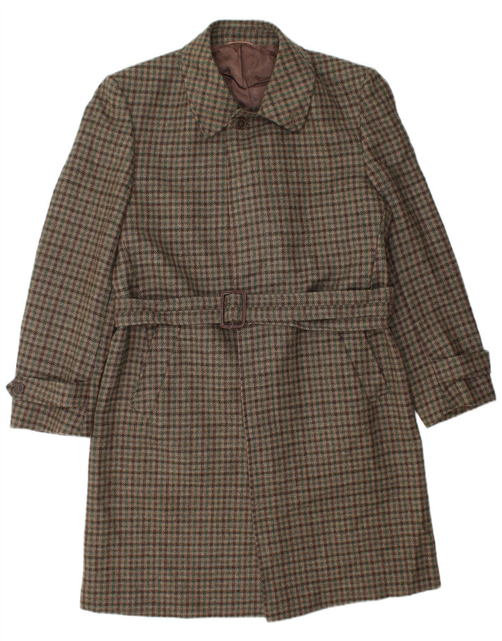 Trench Coat Masculino Prandina IT 48 Lã Virgem Xadrez Marrom Médio