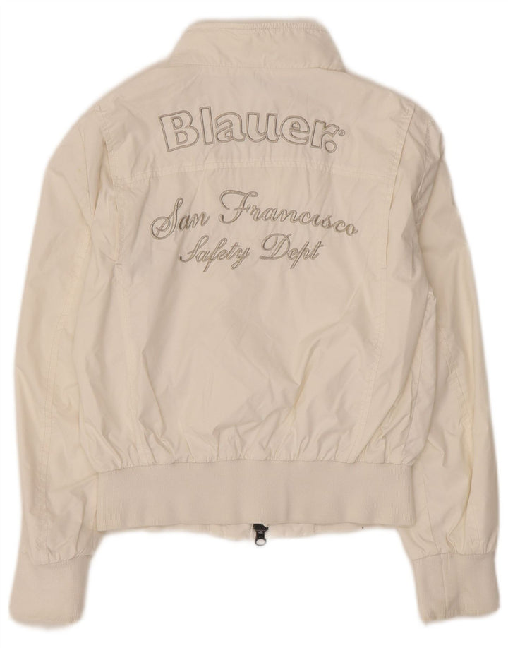 Jaqueta bomber gráfica feminina Blauer 9-10 anos nylon branco