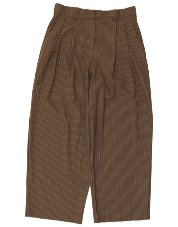 Calça chino feminina Marks & Spencer UK 14 grande W32 L29 listrada marrom