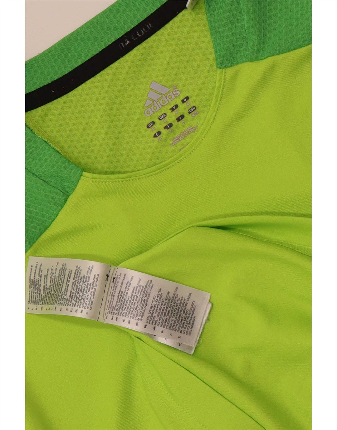 Camiseta masculina Adidas Climacool Top médio verde colorblock poliéster