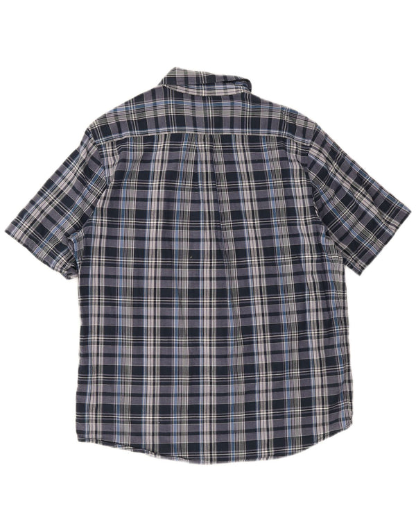 Camisa masculina Woolrich de manga curta com ajuste regular, algodão xadrez azul grande
