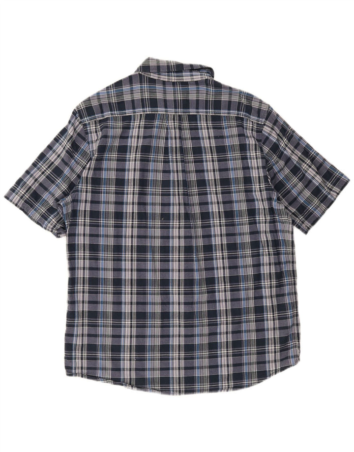 Camisa masculina Woolrich de manga curta com ajuste regular, algodão xadrez azul grande