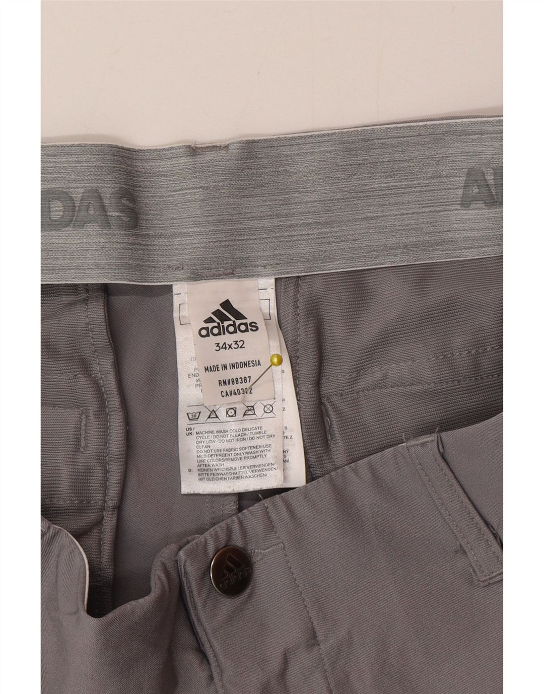 Calça Adidas Mens Slim Chino W34 L32 Cinza Poliéster