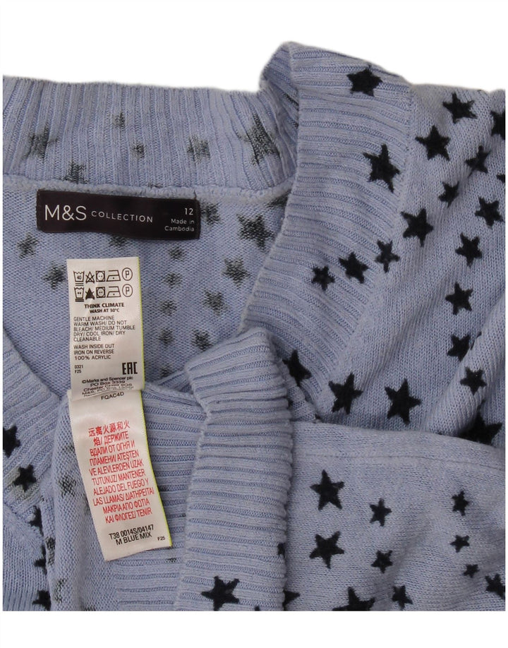 Suéter feminino Marks & Spencer com estampa abstrata e decote em V Reino Unido 12 médio