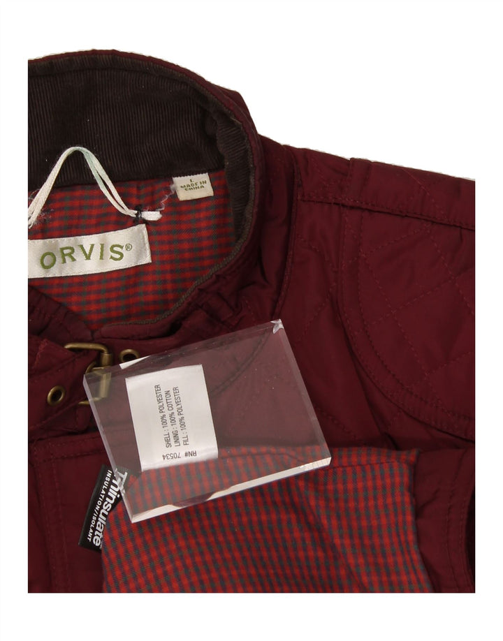 ORVIS Womens Quilted Jacket UK 16 Large Maroon Cotton Vintage Orvis and Second-Hand Orvis from Messina Hembry 