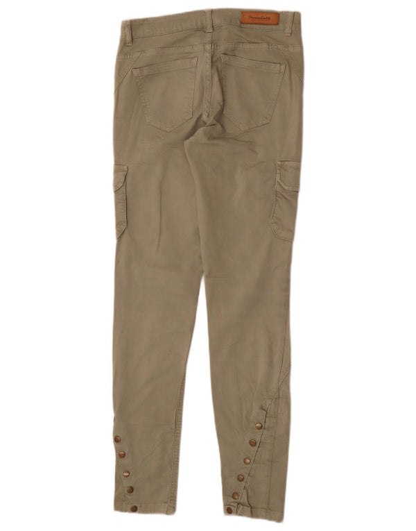Zara Calça Cargo Feminina Slim EU 34 2XS W24 L28 Algodão Cáqui