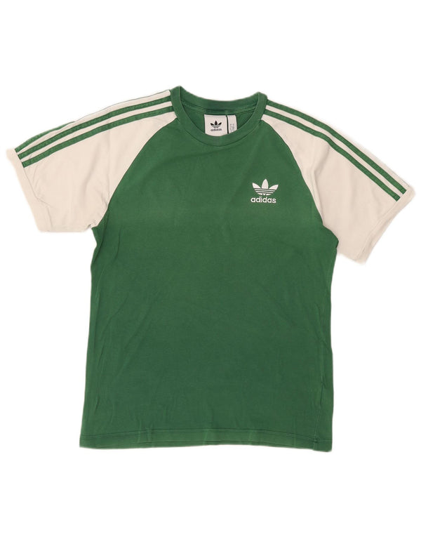 Adidas Mens Camiseta Top Pequeno Verde Colorblock Poliéster