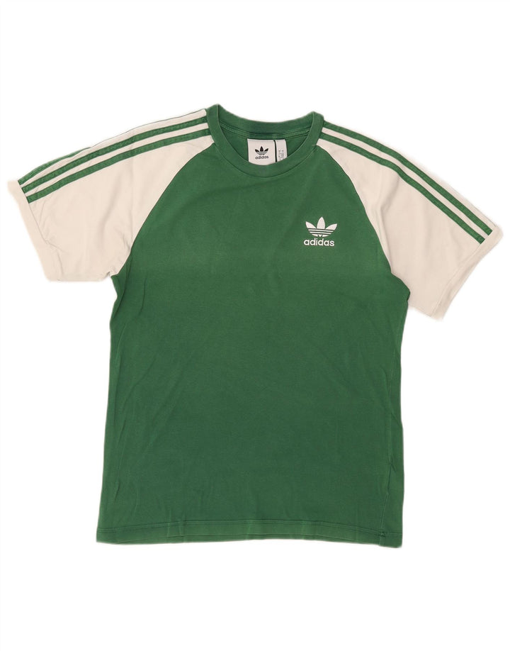 Adidas Mens Camiseta Top Pequeno Verde Colorblock Poliéster
