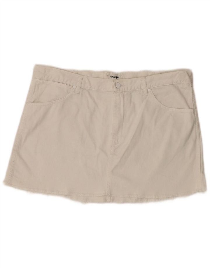 Mini saia jeans Wrangler feminina grande W36 algodão branco
