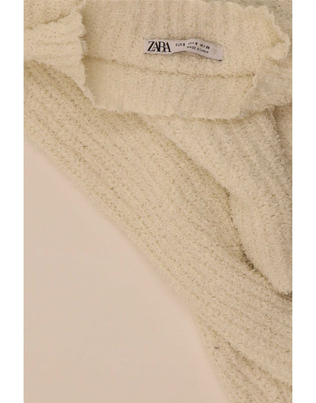 Suéter feminino Zara com gola tartaruga e gola redonda, tamanho UK 10, pequeno, branco, poliéster