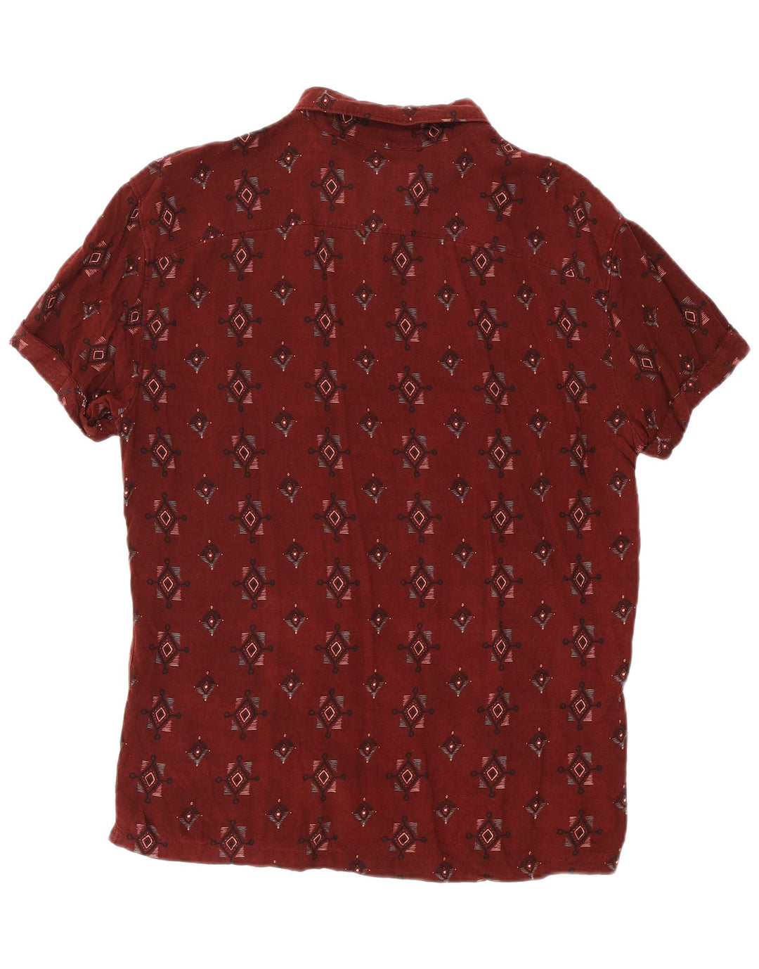 Camisa masculina de manga curta PULL & BEAR viscose geométrica marrom médio