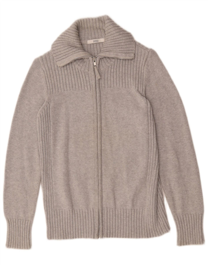 Suéter cardigã feminino Marks & Spencer Reino Unido 14 grande algodão cinza