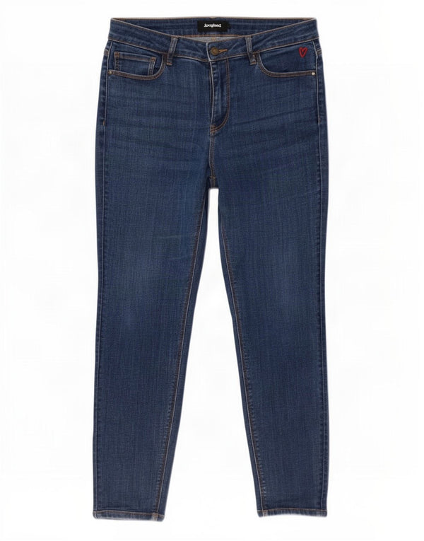 Desigual Womens Mid Rise Skinny Jeans EU 42 Large W30 L27 Navy Blue