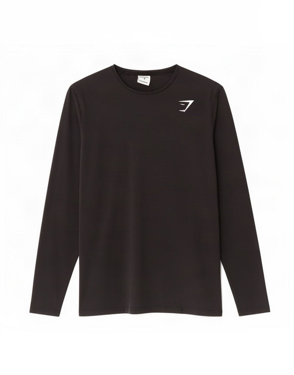Gymshark Top masculino de manga comprida de algodão preto médio