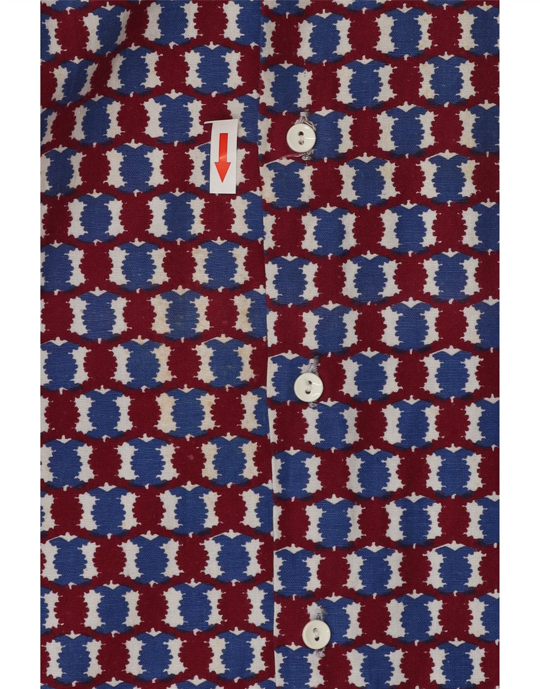 Camisa masculina vintage grande geométrica multicolorida