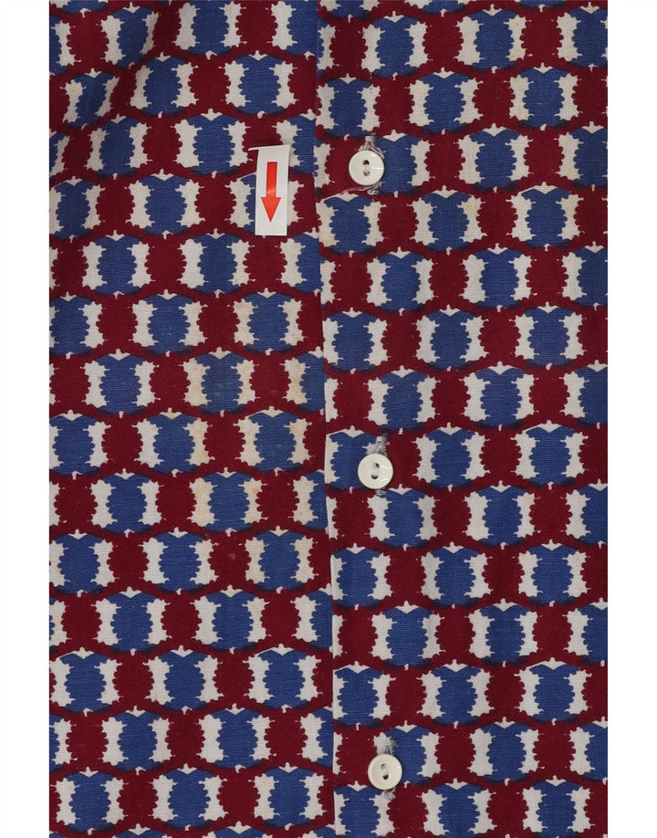 Camisa masculina vintage grande geométrica multicolorida