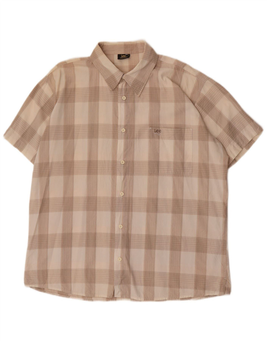Camisa masculina de manga curta Lee 2XL algodão xadrez bege