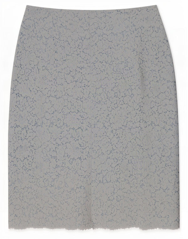 Saia lápis feminina de renda Zara XS W24 azul floral poliamida