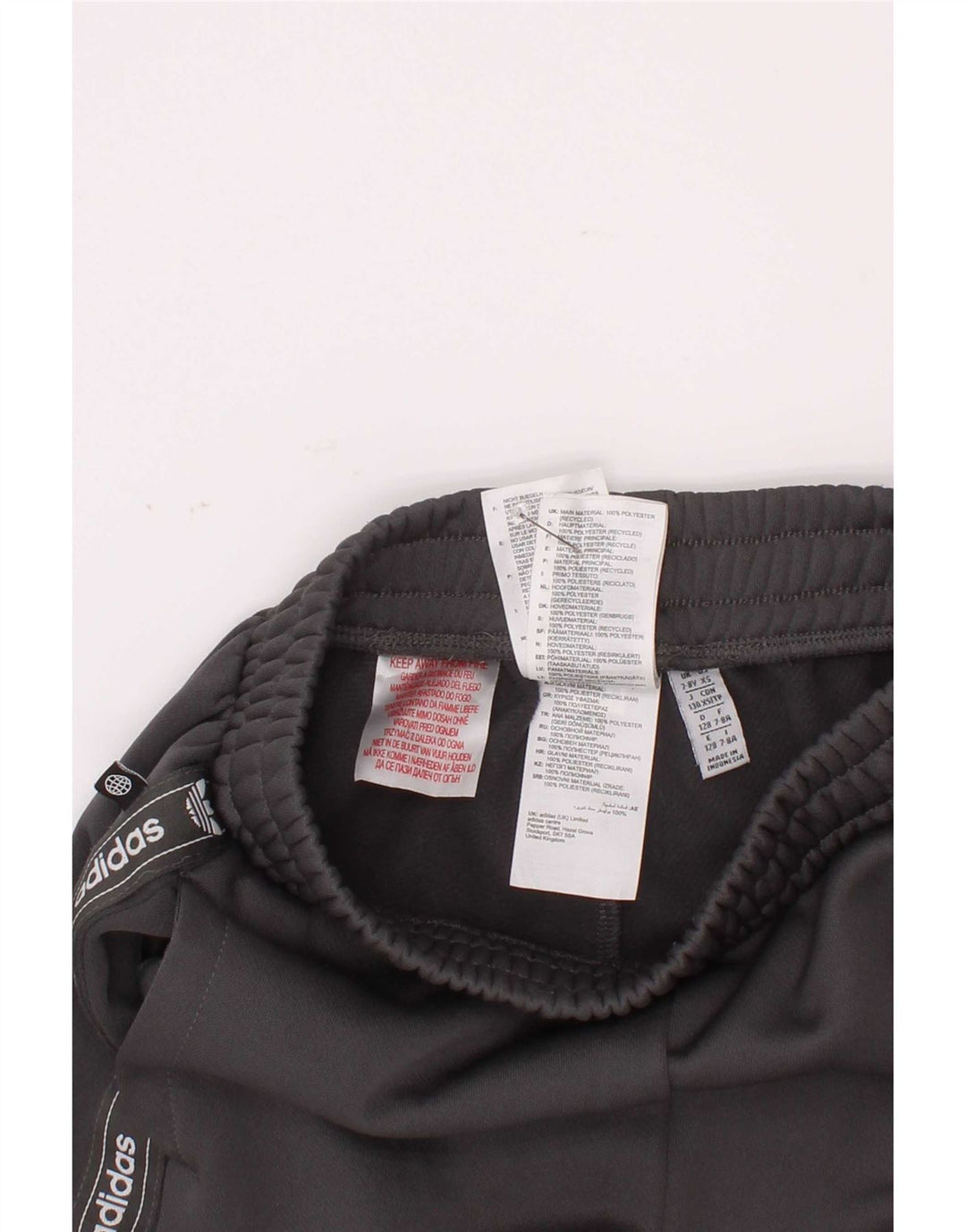 Adidas meninos calças de treino gráfico joggers 7-8 anos cinza poliéster