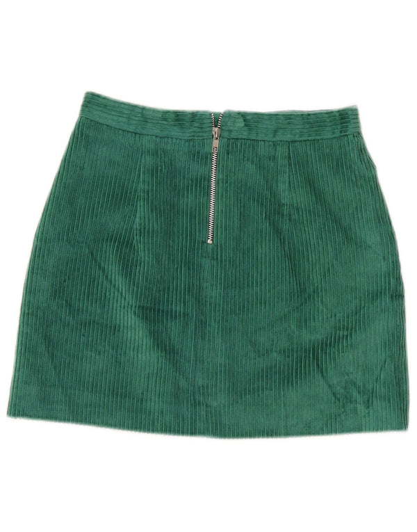 Mini saia de veludo Jack Wills feminina UK 10 pequena W28 algodão verde
