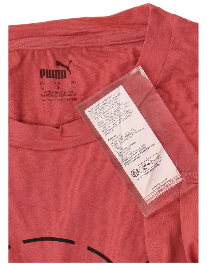 Puma Mens Graphic T-Shirt Top Grande Algodão Vermelho