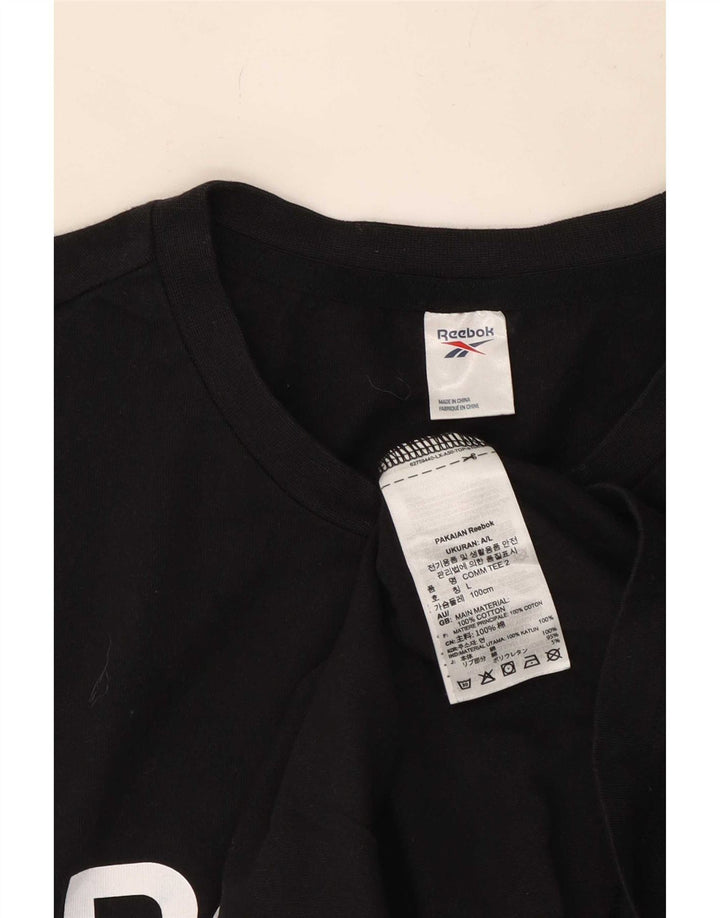 Reebok Mens Graphic T-Shirt Top Grande Algodão Preto