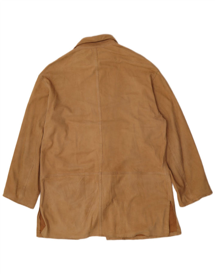 Jaqueta de couro feminina Enrico Mandelli UK 18 XL marrom clássico