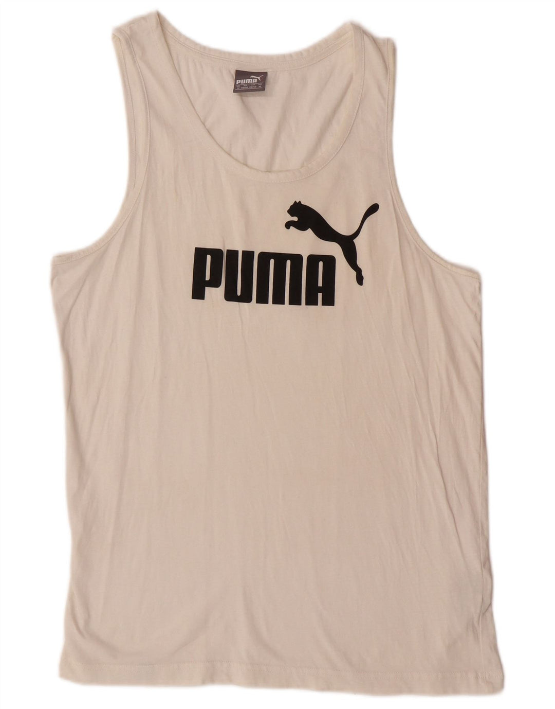 PUMA Mens Graphic Vest Top Médio Off White Algodão